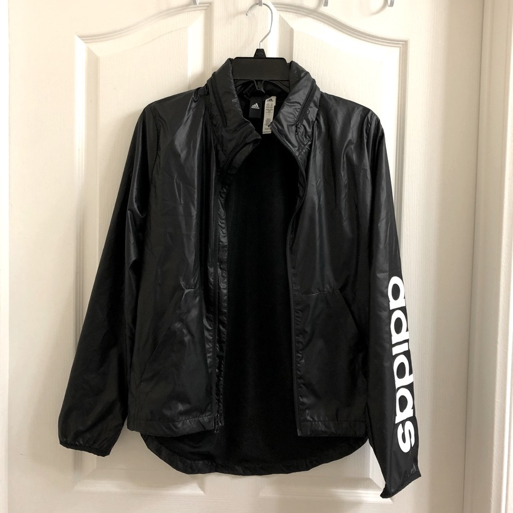 Adidas windbreaker with hidden hood XS